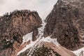 Scenic view of pine trees on a snowy mountain slope in winter Royalty Free Stock Photo