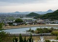 Scenic view of the plains of Sanuki from the entrance to Shusshakaji, temple 73 of Shikoku pilgrimage