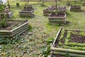 Scenic view of plants growing in pots made of bamboo in a garden Royalty Free Stock Photo