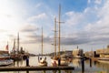 Scenic view of the port of Bremerhaven at sunset Royalty Free Stock Photo