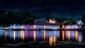 Scenic view of Portree Harbour, Isle of Skye at night Royalty Free Stock Photo