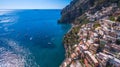 Aerial view of Positano photo 8 of 54, 360 degrees, beautiful Mediterranean village on Amalfi Coast Costiera Amalfitana in Royalty Free Stock Photo