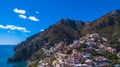 Aerial view of Positano photo 1 of 54, 360 degrees, beautiful Mediterranean village on Amalfi Coast Costiera Amalfitana in Royalty Free Stock Photo