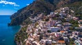 Aerial view of Positano photo 2 of 54, 360 degrees, beautiful Mediterranean village on Amalfi Coast Costiera Amalfitana in Royalty Free Stock Photo
