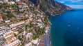 Aerial view of Positano photo 32 of 54, 360 degrees, beautiful Mediterranean village on Amalfi Coast Costiera Amalfitana in Royalty Free Stock Photo