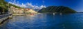 Scenic view of the postcard perfect historic town of Perast in the Bay of Kotor on a sunny day in the summer, Montenegro Royalty Free Stock Photo