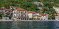 Scenic view of the postcard perfect historic town of Perast in the Bay of Kotor on a sunny day in the summer, Montenegro Royalty Free Stock Photo