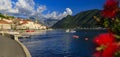 Scenic view of the postcard perfect historic town of Perast in the Bay of Kotor on a sunny day in the summer, Montenegro Royalty Free Stock Photo