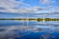 Scenic view of a power line in Kemijarvi, Eastern Lapland, Finland Royalty Free Stock Photo