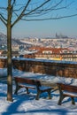 Scenic view of Prague city and Prague castle Royalty Free Stock Photo