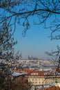 Scenic view of Prague city and Prague castle from Vysehrad Royalty Free Stock Photo