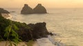 Scenic view of Praia do Boldro beach at sunset in Fernando de Noronha, Brazil