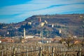 Scenic view of Province of Verona with Vineyards of Soave Alps Italy