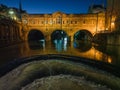 Scenic view of Pulteney bridge at night in Bath, Somerset, United Kingdom Royalty Free Stock Photo