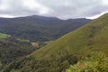 Scenic view of Pyrenees mountains, France. Landscape with mountains of Camino de Santiago. Forest on the hills. Royalty Free Stock Photo