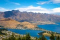 Scenic view of Queenstown and Remarkables mountain range, NZ Royalty Free Stock Photo