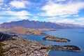 Scenic view of Queenstown and surrounding rugged mountain range The Remarkables Royalty Free Stock Photo