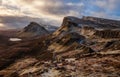 Scenic view of Quiraing mountains in Isle of Skye, Scottish high Royalty Free Stock Photo