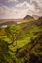 Scenic view of Quiraing mountains in Isle of Skye, Scottish highlands Royalty Free Stock Photo