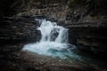 Scenic view of raging waterfalls with long exposure