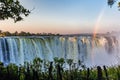 Scenic view of Victoria Falls with rainbow in Matabeleland North Province, Zimbabwe Royalty Free Stock Photo