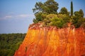 Scenic view of red ochre cliff in Roussillon, Provence, France Royalty Free Stock Photo