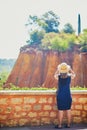 Scenic view of red ochre cliff in Roussillon, Provence, France Royalty Free Stock Photo