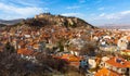 Kutahya cityscape and hill with ruined Byzantine castle, Turkey