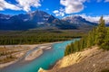 Scenic view of a river along Icefields Parkway in Banff National Park, Canada