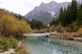 Moos - Scenic view of river Weissbach (Rio Bianco) in panoramic valley Fischleintal, Moos, South Tyrol
