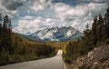 Scenic Icefields Pkwy traveling through Banff and Jasper National Park Royalty Free Stock Photo