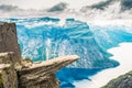 Scenic View Of Rock Trolltunga - Troll Tongue In Norway. Rock In Royalty Free Stock Photo