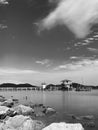 Scenic view of rocks in sea against sky Royalty Free Stock Photo