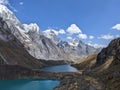 Scenic view of the rocky Cordillera Huayhuash hiking circuit with its turqoise lakes