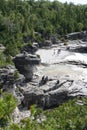 Scenic view of a rocky shore of Huron lake