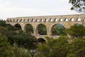 Scenic view of Roman built Pont du Gard aqueduct, Vers-Pont-du-Gard in South of France. Royalty Free Stock Photo