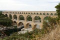 Scenic view of Roman built Pont du Gard aqueduct, Vers-Pont-du-Gard in South of France. Royalty Free Stock Photo