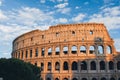 Scenic view of the Roman Colosseum in Rome, Italy at golden hour Royalty Free Stock Photo