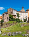 Scenic view in Rome on a sunny summer day, near the beautiful Teatro di Marcello Theatre of Marcellus, Italy. Royalty Free Stock Photo