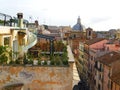 Scenic view from the roof top to the ancient buildings in Rome, Italy Royalty Free Stock Photo