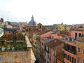Scenic view from the roof top to the ancient buildings in Rome, Italy Royalty Free Stock Photo