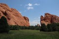 Scenic view of rugged red rock landscape in Garden of the Gods in Colorado, USA Royalty Free Stock Photo