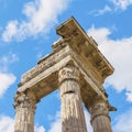 Scenic view on the ruin of old building near with ancient Theatre of Marcellus( Teatro di Marcello )