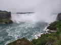 Scenic view of rushing riving flowing downstream off a rocky cliff