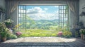 Scenic View from a Rustic Interior. Royalty Free Stock Photo