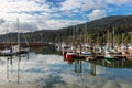 Scenic View of Sailboats and boats in a marina on the Pacific Ocean Coast