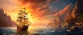 Scenic View Of Sailing Boats In A Beautiful Bay A Beautiful Scene Of A Sailing Ship At Sunset