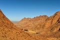 Scenic view of the Saint Catherine`s Monastery. Cathedral is located in the valley near famous Mount Sinai Royalty Free Stock Photo