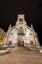 Scenic view of Saint Charles church at night in Biarritz, France. Royalty Free Stock Photo