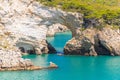 View of Architello or San Felice arch, on Gargano coast, Apulia, Italy. Royalty Free Stock Photo